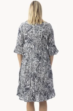 Aksharay Frill Sleeve Pleat Dress