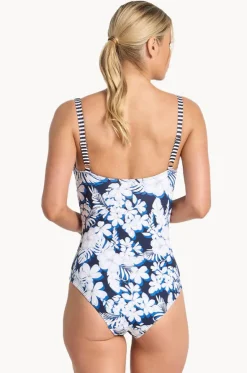 Anchor Ruched Square Neck One Piece