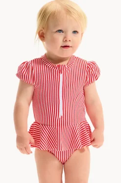 Baby Girls Textured Stripe Peplum Sunsuit