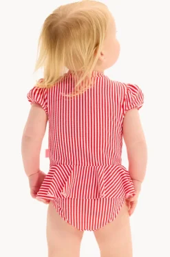 Baby Girls Textured Stripe Peplum Sunsuit