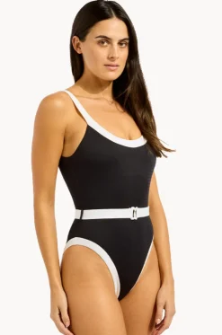 Bandwave Belted Retro Tank One Piece