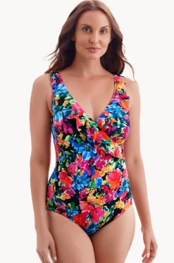 Blooming Bouquet Ruffle Cross Over One Piece