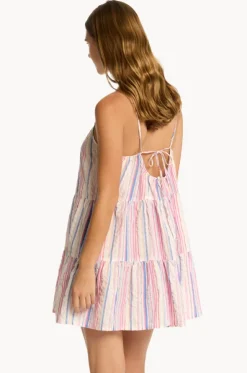 Boho Stripe Tie Back Short Sundress