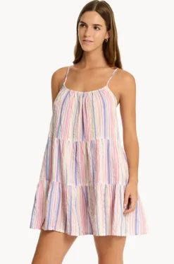 Boho Stripe Tie Back Short Sundress