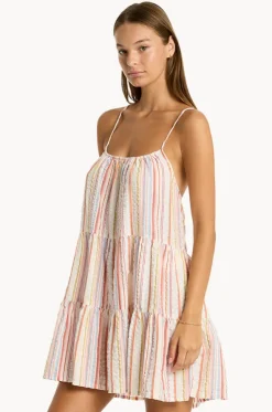 Boho Stripe Tie Back Short Sundress