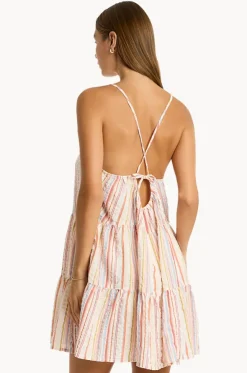 Boho Stripe Tie Back Short Sundress
