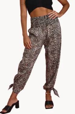 Cheetah Long Rouched Tie Pants