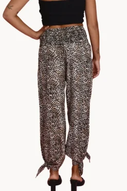 Cheetah Long Rouched Tie Pants