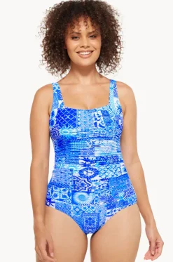 Delta Gathered Square Neck One Piece
