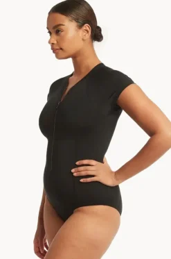 Eco Essentials Zip Front Short Sleeve Sunsuit