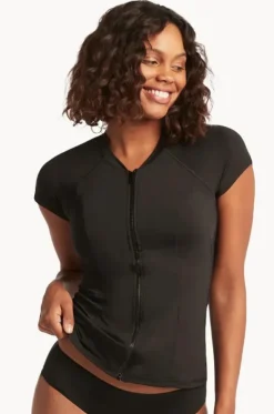 Eco Essentials Zip Front Short Sleeve Suntop