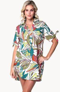 Funky Palm Tie Sleeve Button Shirt