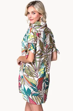 Funky Palm Tie Sleeve Button Shirt