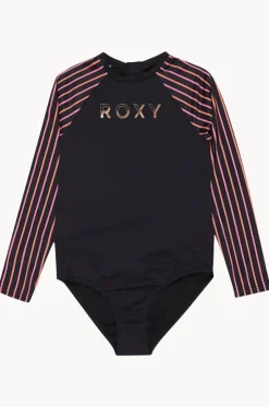 Girls Active Stripe Long Sleeve Sunsuit
