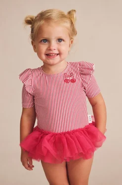 Girls Cherry Pie Stripe Ballerina Sunsuit