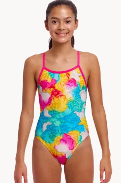 Girls Cloudy Colours Single Strap One Piece