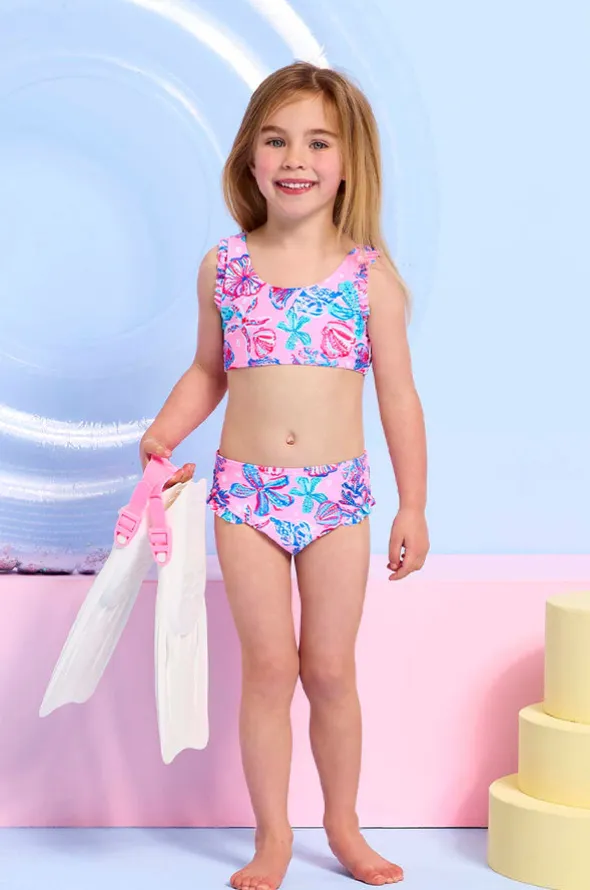 Girls Coral Sea Frill Crop Set