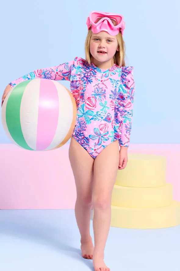Girls Coral Sea Frill Sunsuit