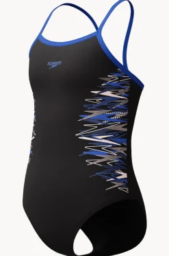 Girls Duo Logo Placement Thinstrap Muscleback One Piece