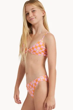 Girls Flower Check Tri Set