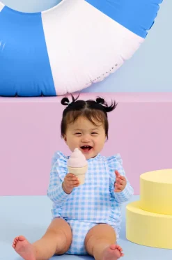 Girls Gingham Frill Sunsuit