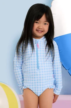 Girls Gingham Long Sleeve Sunsuit