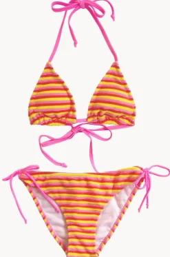 Girls Glow Burst Stripe Tri Set