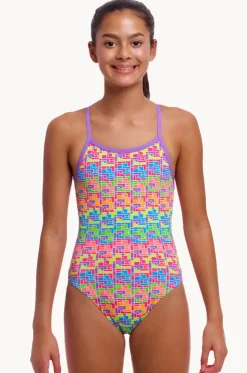 Girls Jig Jag Single Strap One Piece