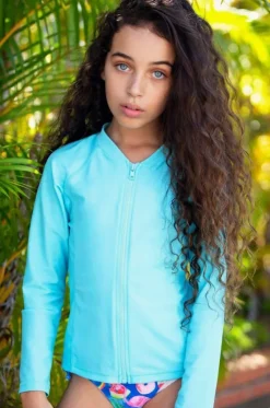 Girls Long Sleeve Zip Suntop