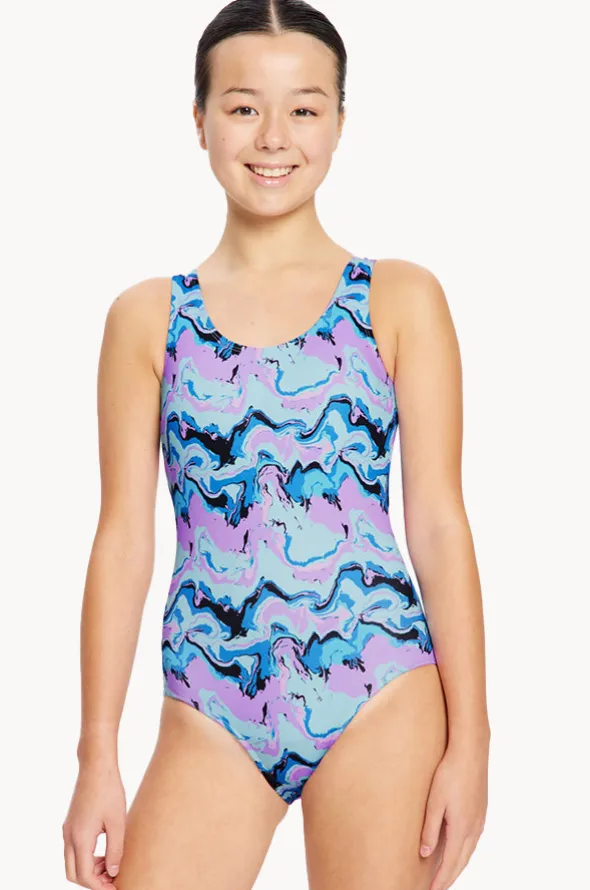 Girls Marble Performance Racerback One Piece