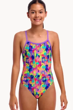 Girls Mess Match Single Strap One Piece