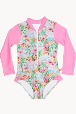 Girls Miss Vacay Long Sleeve Sunsuit