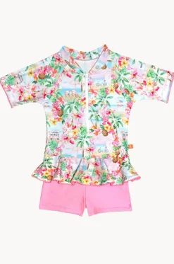 Girls Miss Vacay Short Sleeve Sunsuit