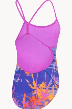 Girls Palms Allover Digital V Back One Piece