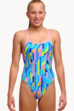 Girls Pillared Single Strap One Piece