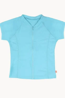 Girls Short Sleeve Zip Suntop