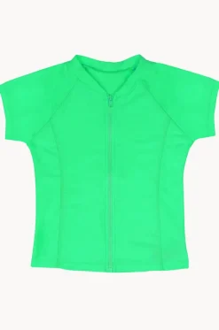 Girls Short Sleeve Zip Suntop