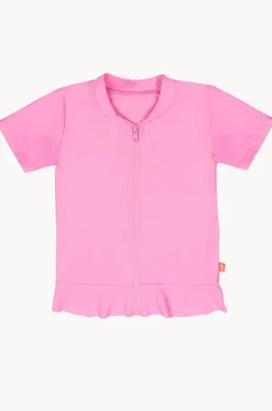 Girls Short Sleeve Zip Suntop