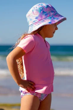 Girls Short Sleeve Zip Suntop