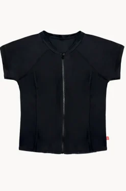 Girls Short Sleeve Zip Suntop