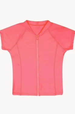 Girls Short Sleeve Zip Suntop