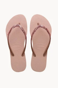 Girls Slim Metal Glitter Logo Thong