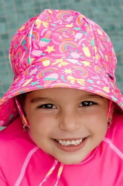 Girls Summertime Ponytail Bucket Sunhat