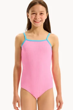 Girls Textured Contrast One Piece