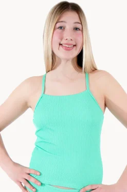 Girls Textured Scoop Tankini Separate
