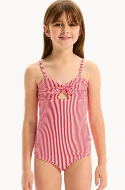 Girls Textured Stripe Tie Front One Piece