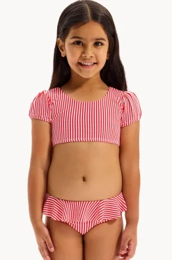 Girls Textured Stripe Tie Crop Set