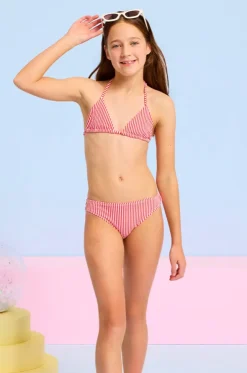 Girls Textured Stripe Tri Set
