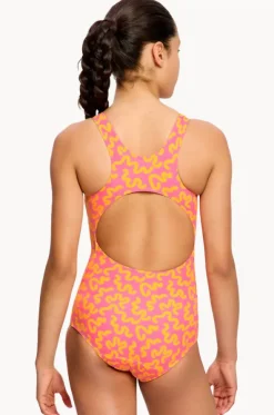 Girls Wavy Pink Racerback One Piece