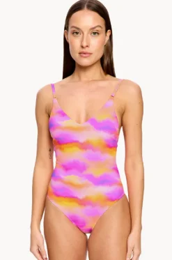 Hazy Pink Sunset V Neck One Piece